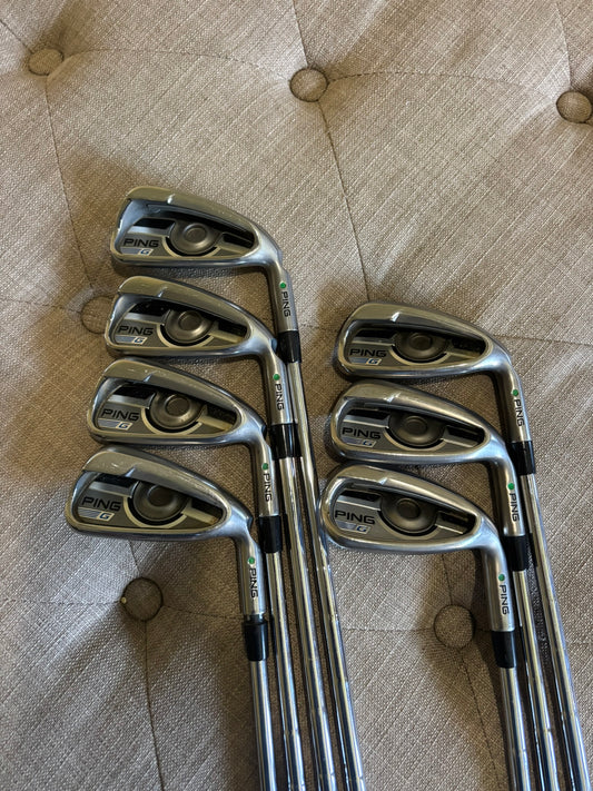 Ping 2016 G Iron Set 4-PW Green Dot CFS Distance Extra Stiff Flex +1/2″ NICE
