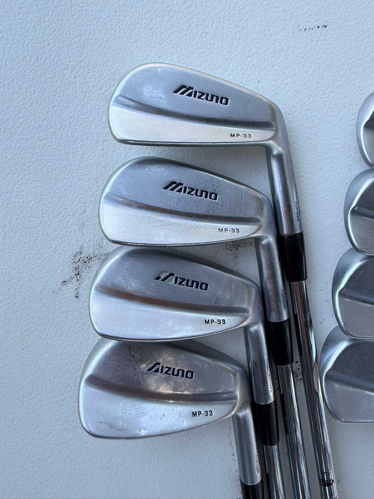 Mizuno MP 33 Iron Set 3-PW Gold Plus S300 Stiff Flex +1/4" NICE