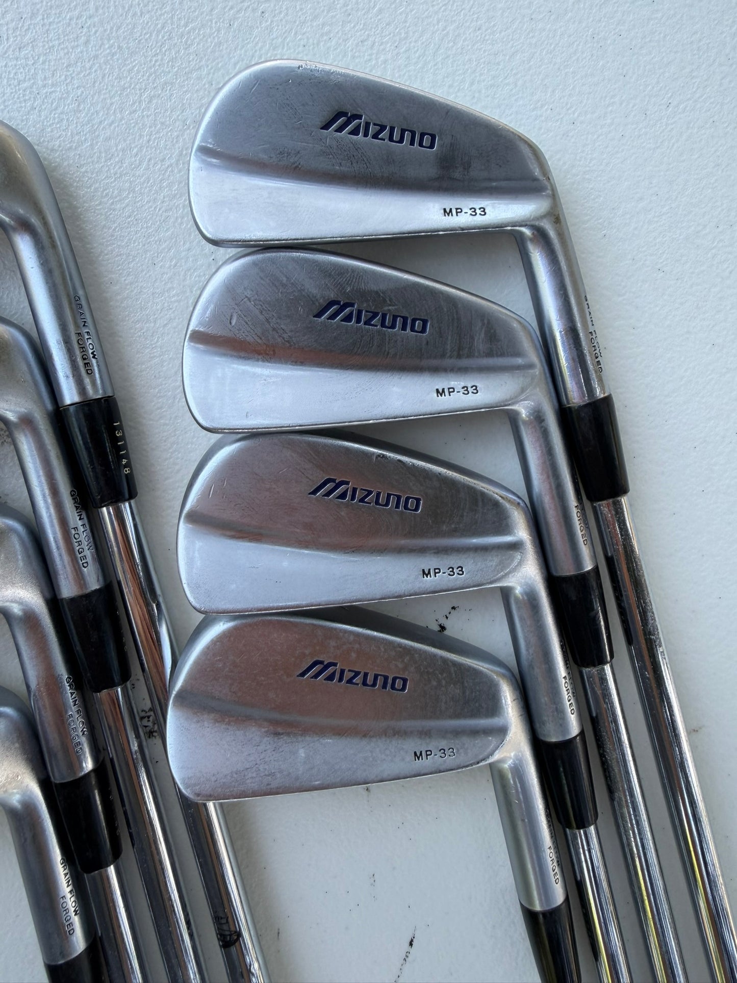 Mizuno MP 33 Iron Set 3-PW Gold Plus S300 Stiff Flex +1/4" NICE