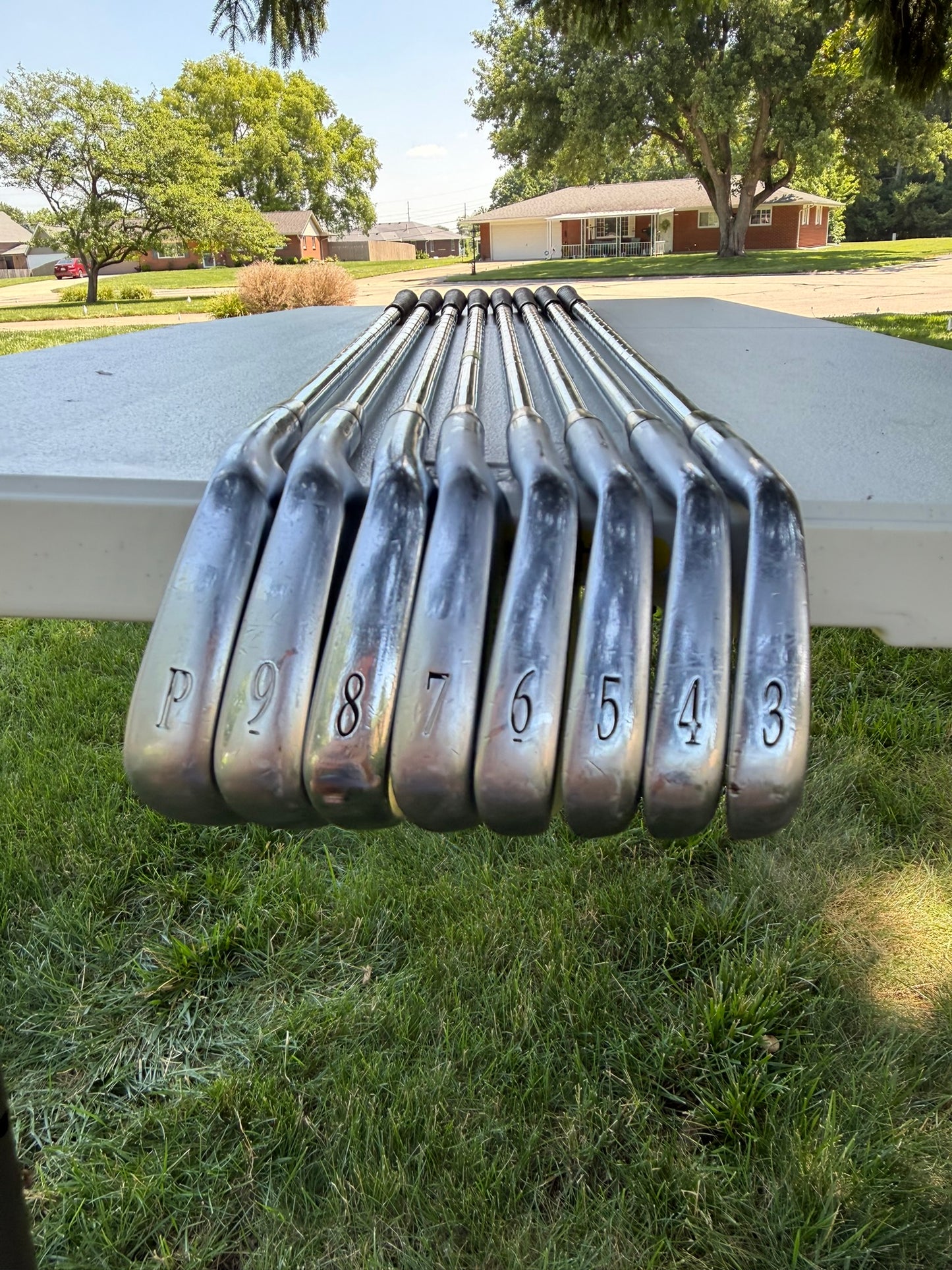Mizuno MP 33 Iron Set 3-PW Gold Plus S300 Stiff Flex +1/4" NICE