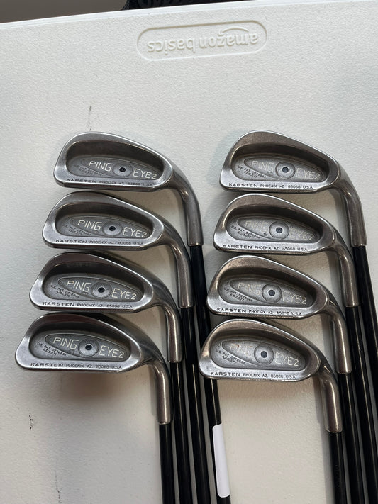 Ping Eye 2 Iron Set 3-PW Black Dot Aldila Stiff Flex +1.75″ NICE