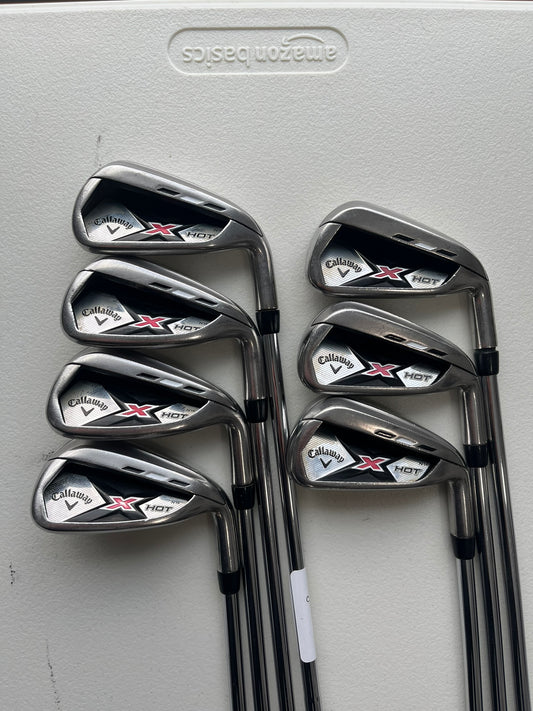 Callaway X Hot N14 Iron Set 4-PW Uniflex Regular Flex +2″ NICE