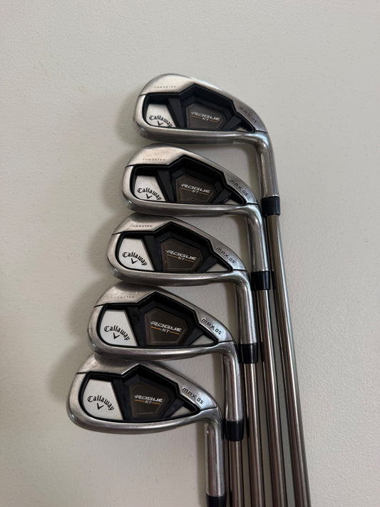 Callaway Rogue ST Max OS Lite Iron Set 6-PW Recoil ESX F2 Senior Flex -1" NICE