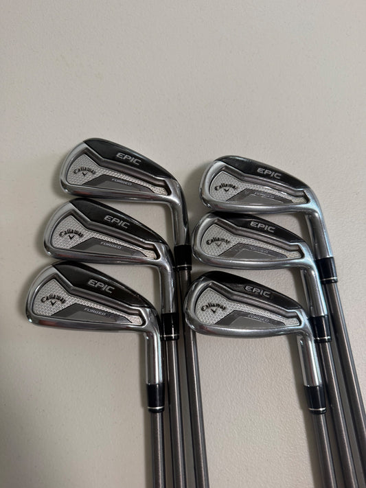 Callaway EPIC Forged Iron Set 5-PW SteelFiber Fc80 F3 Regular Flex +1/2" NICE