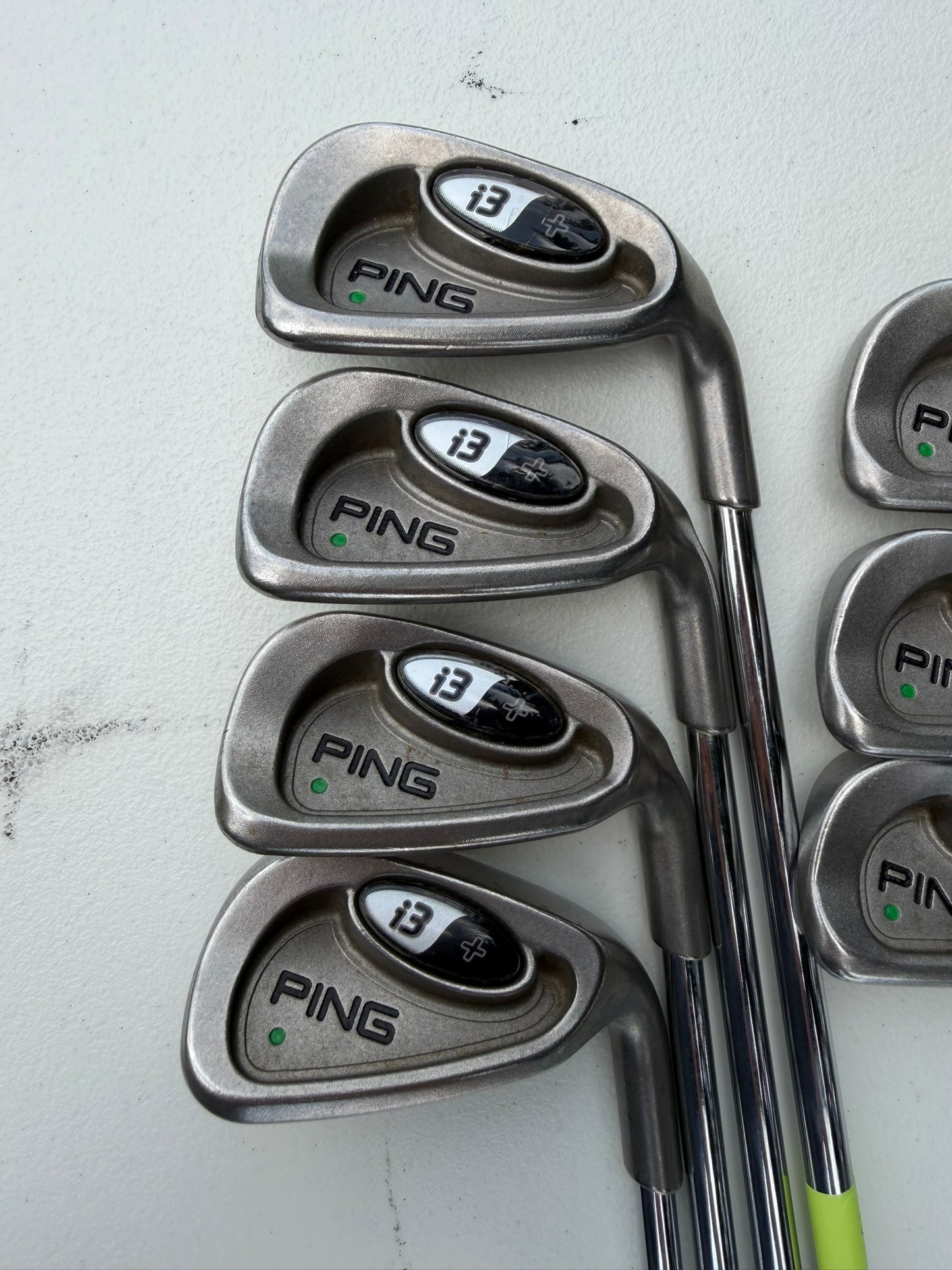 Ping i3 + Plus Iron Set 4-PW Green Dot True Temper Regular Flex +1/4″ NICE