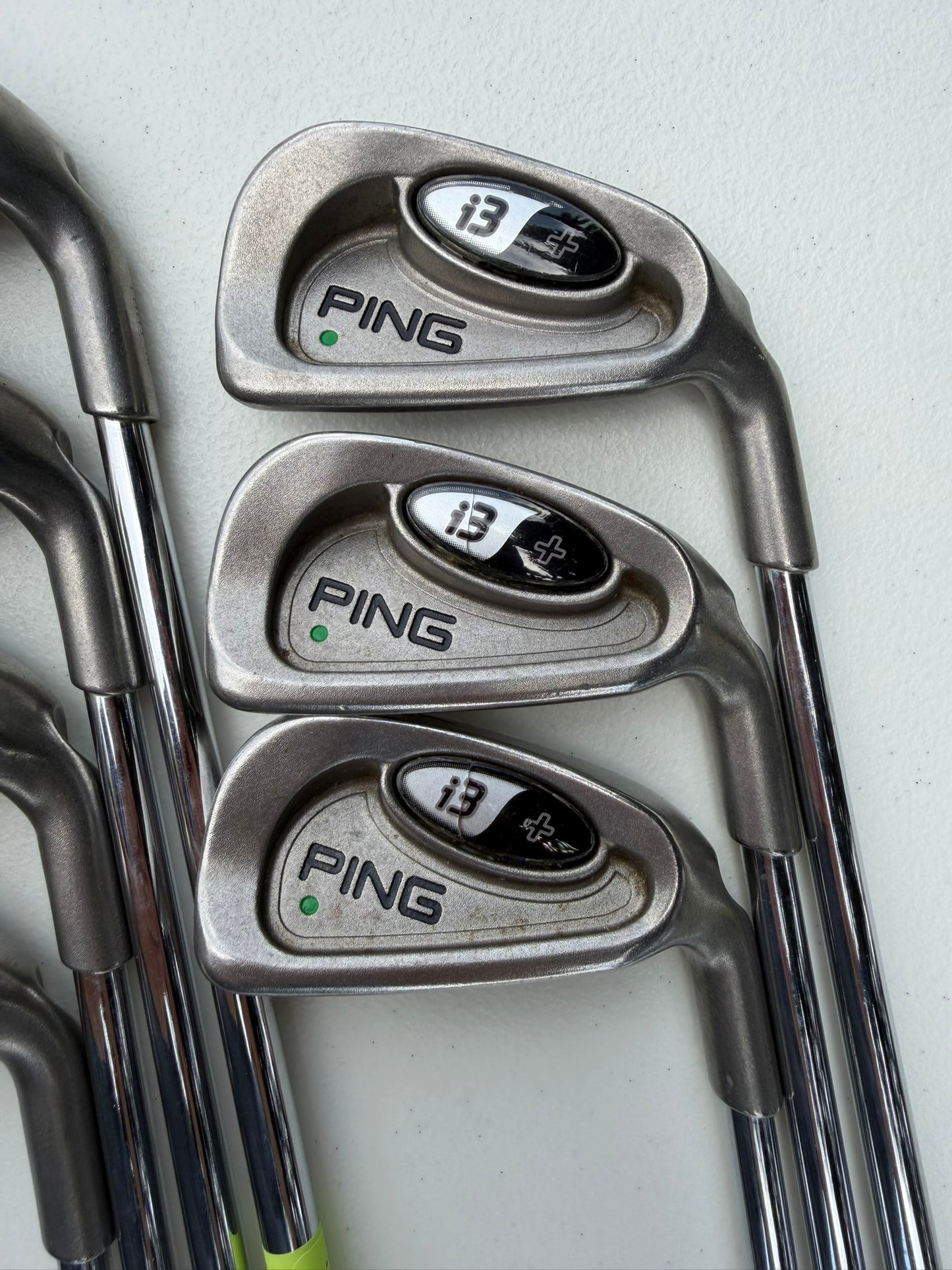 Ping i3 + Plus Iron Set 4-PW Green Dot True Temper Regular Flex +1/4″ NICE