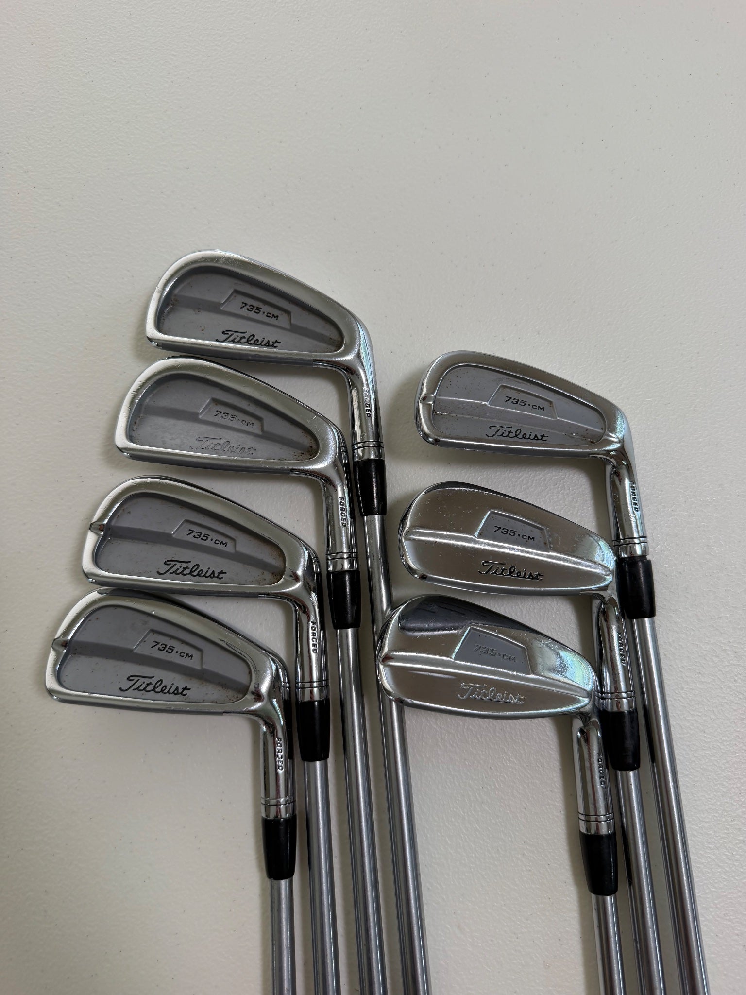 Titleist 735.CM Chrome Iron Set 3-PW (NO 8 IRON) Rifle Stiff Flex +1/2" READ