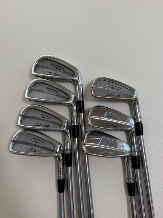 Titleist 735.CM Chrome Iron Set 3-PW (NO 8 IRON) Rifle Stiff Flex +1/2" READ